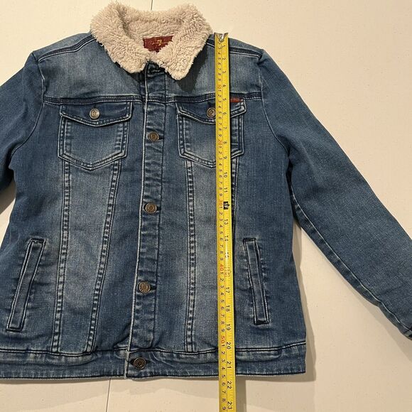 7 For All Mankind Denim Jacket Sherpa Lined Size XL Stretchy Womens's - Picture 4 of 8